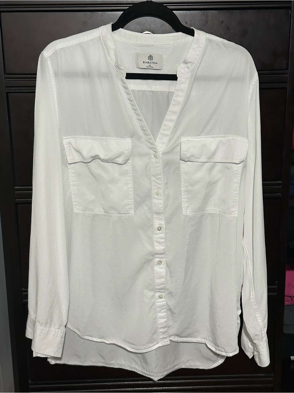 Babaton Ivory V-Neck Button Front Blouse